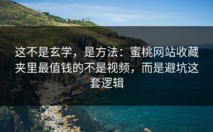 这不是玄学，是方法：蜜桃网站收藏夹里最值钱的不是视频，而是避坑这套逻辑