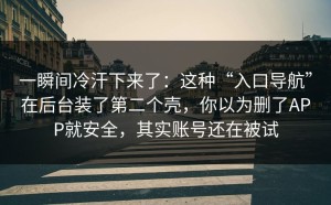 一瞬间冷汗下来了：这种“入口导航”在后台装了第二个壳，你以为删了APP就安全，其实账号还在被试