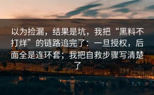以为捡漏，结果是坑，我把“黑料不打烊”的链路追完了：一旦授权，后面全是连环套；我把自救步骤写清楚了