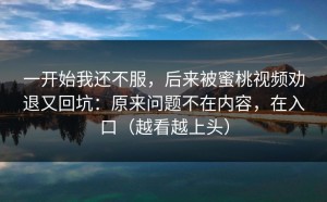 一开始我还不服，后来被蜜桃视频劝退又回坑：原来问题不在内容，在入口（越看越上头）
