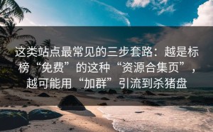这类站点最常见的三步套路：越是标榜“免费”的这种“资源合集页”，越可能用“加群”引流到杀猪盘