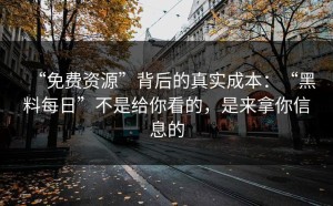 “免费资源”背后的真实成本：“黑料每日”不是给你看的，是来拿你信息的