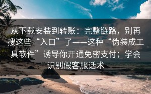 从下载安装到转账：完整链路，别再搜这些“入口”了——这种“伪装成工具软件”诱导你开通免密支付；学会识别假客服话术