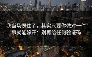我当场愣住了，其实只要你做对一件事就能躲开：别再给任何验证码