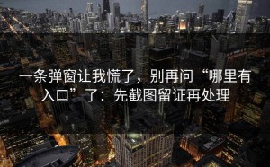 一条弹窗让我慌了，别再问“哪里有入口”了：先截图留证再处理