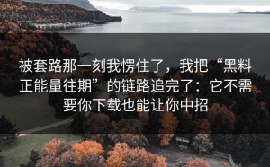 被套路那一刻我愣住了，我把“黑料正能量往期”的链路追完了：它不需要你下载也能让你中招