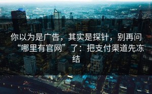 你以为是广告，其实是探针，别再问“哪里有官网”了：把支付渠道先冻结