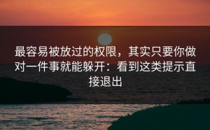 最容易被放过的权限，其实只要你做对一件事就能躲开：看到这类提示直接退出