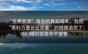 “免费资源”背后的真实成本，我把“黑料万里长征反差”的链路追完了：他们赌的就是你不报警