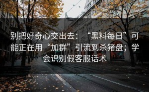 别把好奇心交出去：“黑料每日”可能正在用“加群”引流到杀猪盘；学会识别假客服话术