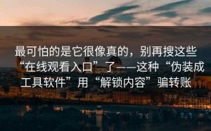 最可怕的是它很像真的，别再搜这些“在线观看入口”了——这种“伪装成工具软件”用“解锁内容”骗转账