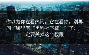 你以为你在看热闹，它在看你，别再问“哪里有“黑料社下载””了：一定要关掉这个权限