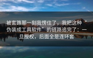 被套路那一刻我愣住了，我把这种“伪装成工具软件”的链路追完了：一旦授权，后面全是连环套