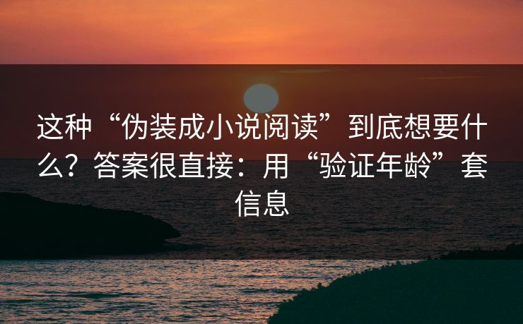 这种“伪装成小说阅读”到底想要什么？答案很直接：用“验证年龄”套信息