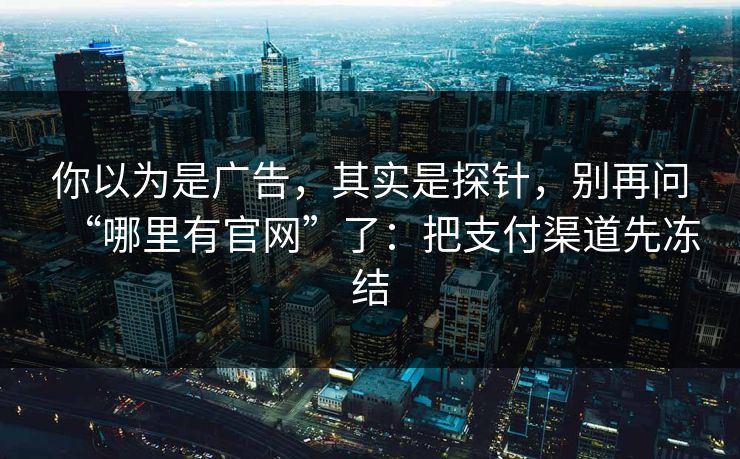 你以为是广告，其实是探针，别再问“哪里有官网”了：把支付渠道先冻结