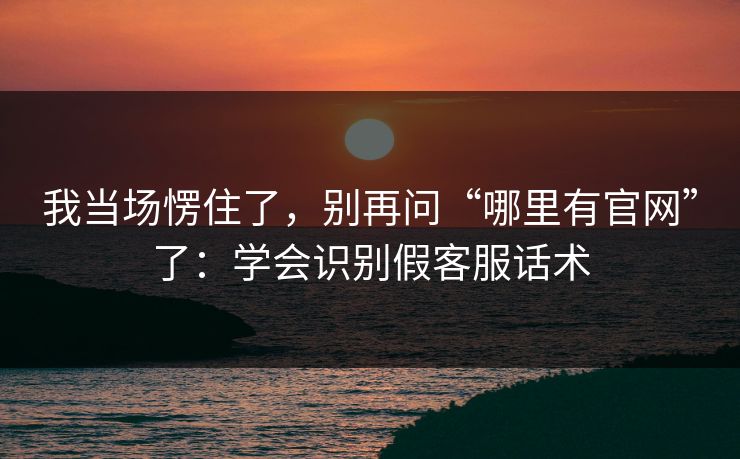 我当场愣住了，别再问“哪里有官网”了：学会识别假客服话术