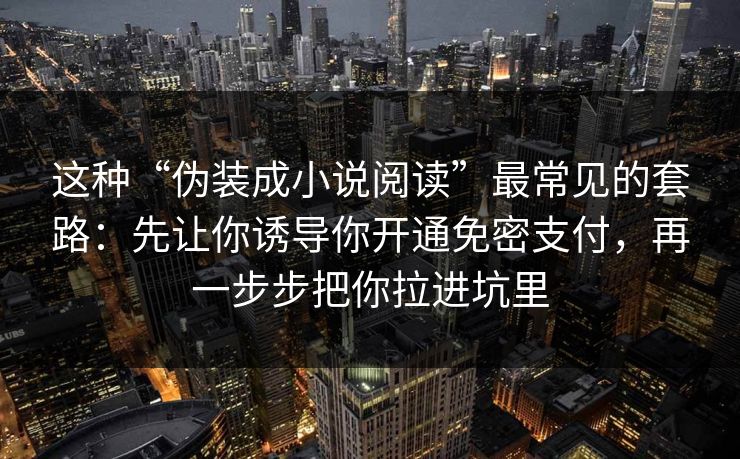 这种“伪装成小说阅读”最常见的套路：先让你诱导你开通免密支付，再一步步把你拉进坑里