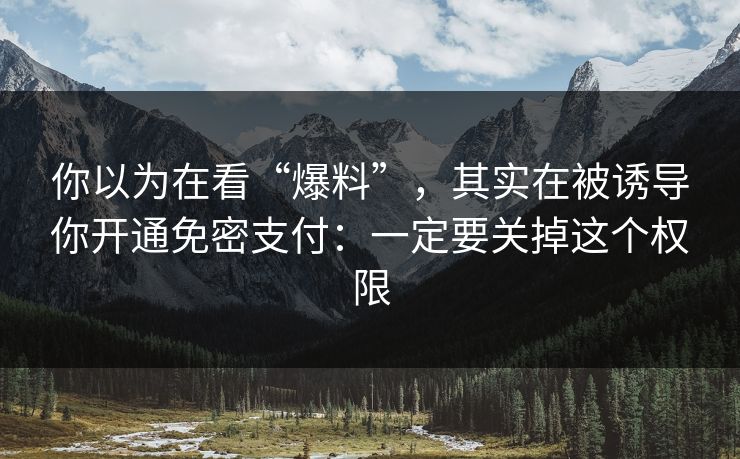 你以为在看“爆料”，其实在被诱导你开通免密支付：一定要关掉这个权限