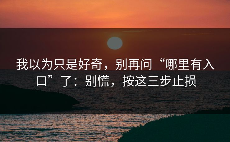 我以为只是好奇，别再问“哪里有入口”了：别慌，按这三步止损