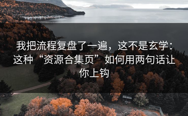我把流程复盘了一遍，这不是玄学：这种“资源合集页”如何用两句话让你上钩